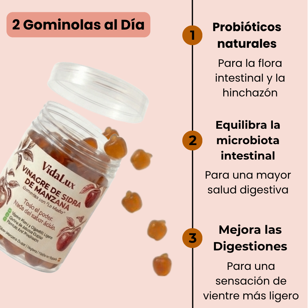 Gominolas Vinagre de Mazana para el Hinchazón | VidaLux™ - PARCHES de REGALO
