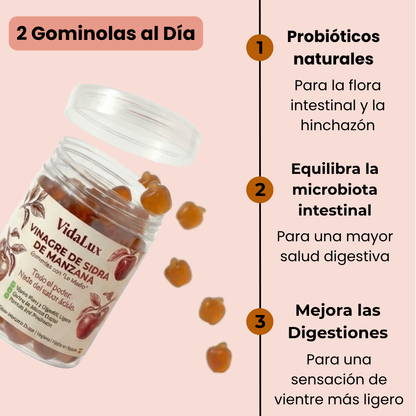 Gominolas Vinagre de Mazana para el Hinchazón | VidaLux™ - PARCHES de REGALO